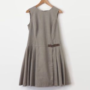 Anne Klein  Sleeveless Tan Brown Pleated Dress